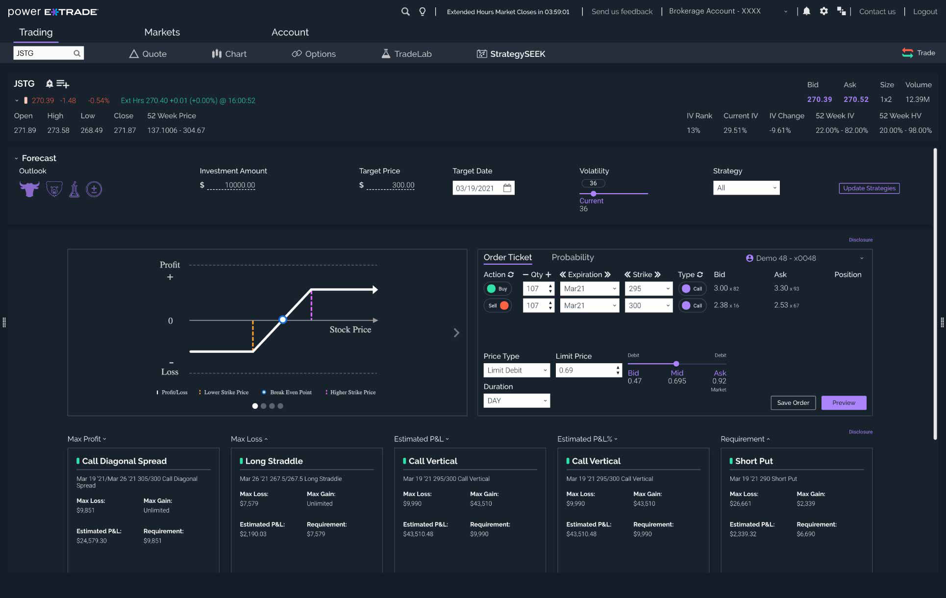 Screenshot of strategy seek