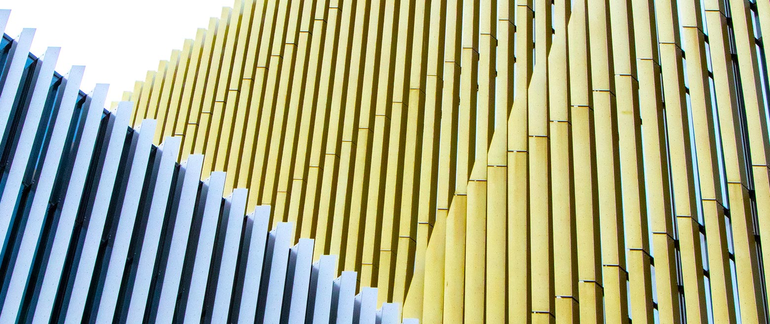 Image of gold and silver building