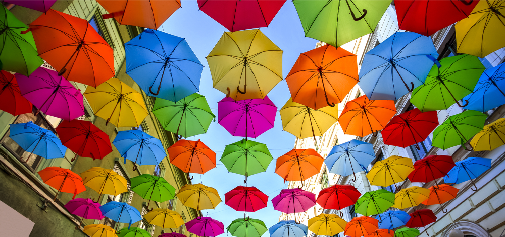 Color umbrellas as decoration