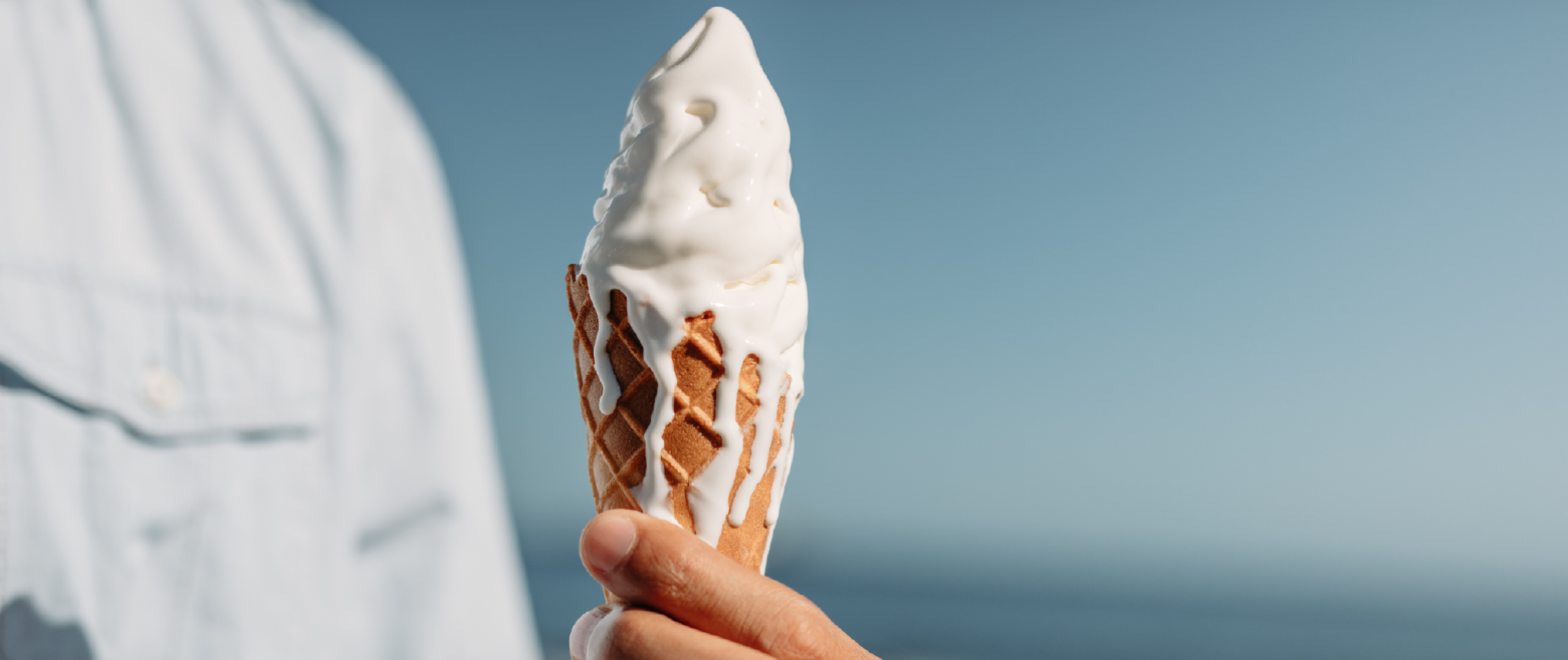 ice cream in a cone melting